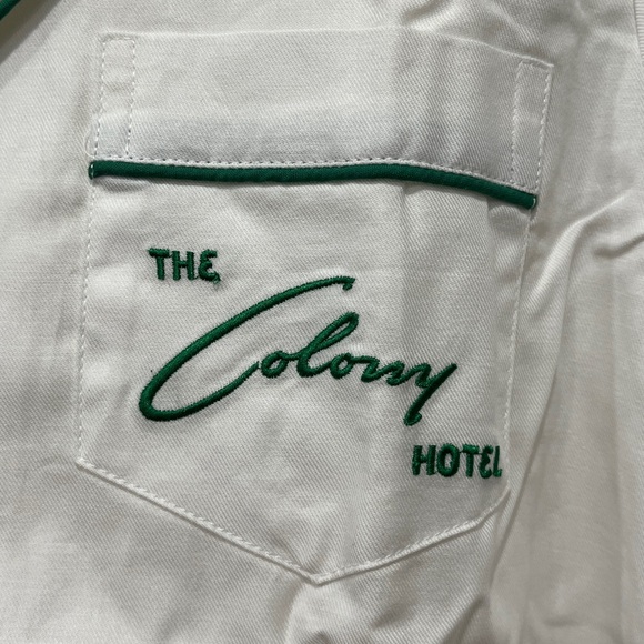 Petite Plume x The Colony Hotel 2 pcs White Cotton Green Piping PJ size S - Picture 11 of 16